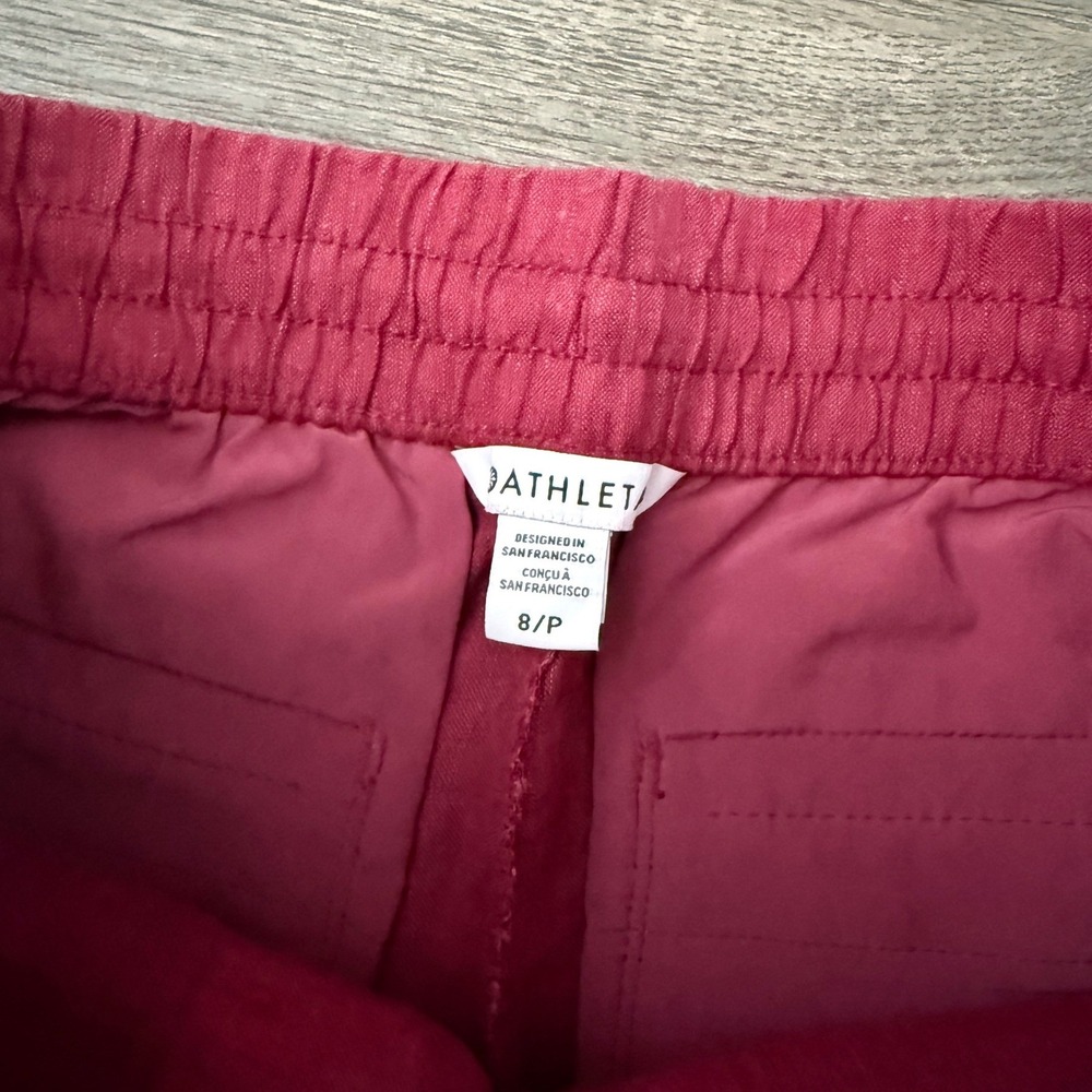 Athleta Retreat 100% Linen Jogger Pants Size 8P Petite NWT Pink Travel Casual - Picture 10 of 12